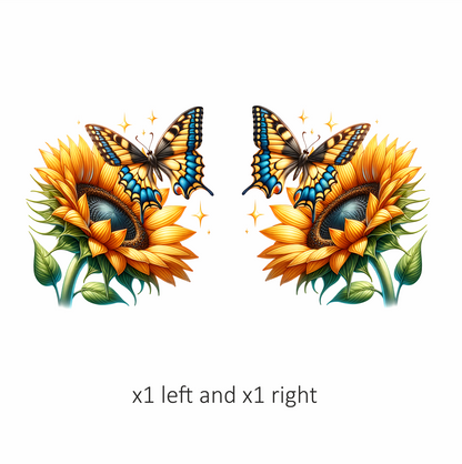 Yellow Butterfly On Sunflower Flower Vinyl Sticker Decal