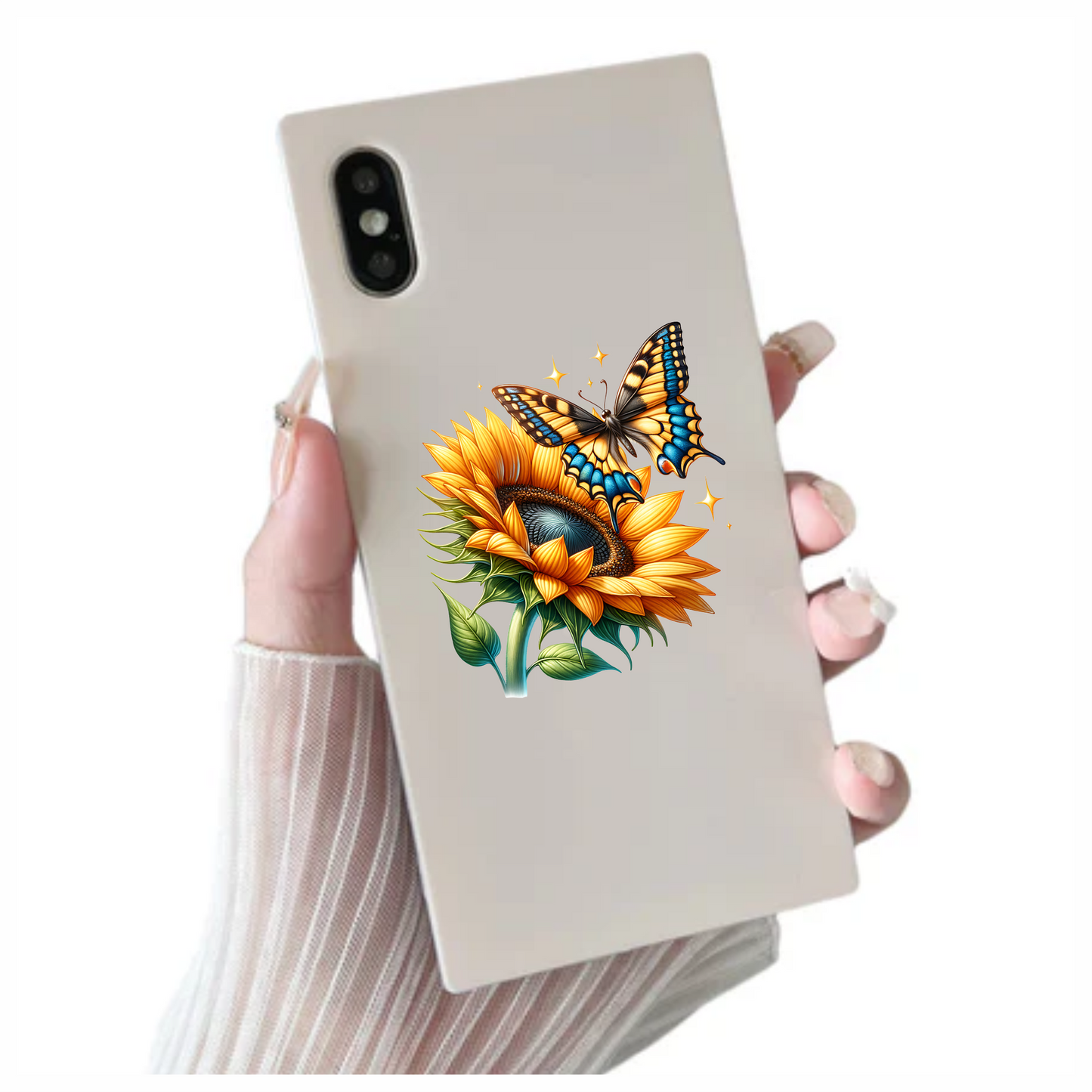 Yellow Butterfly On Sunflower Flower Vinyl Sticker Decal
