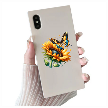 Yellow Butterfly On Sunflower Flower Vinyl Sticker Decal