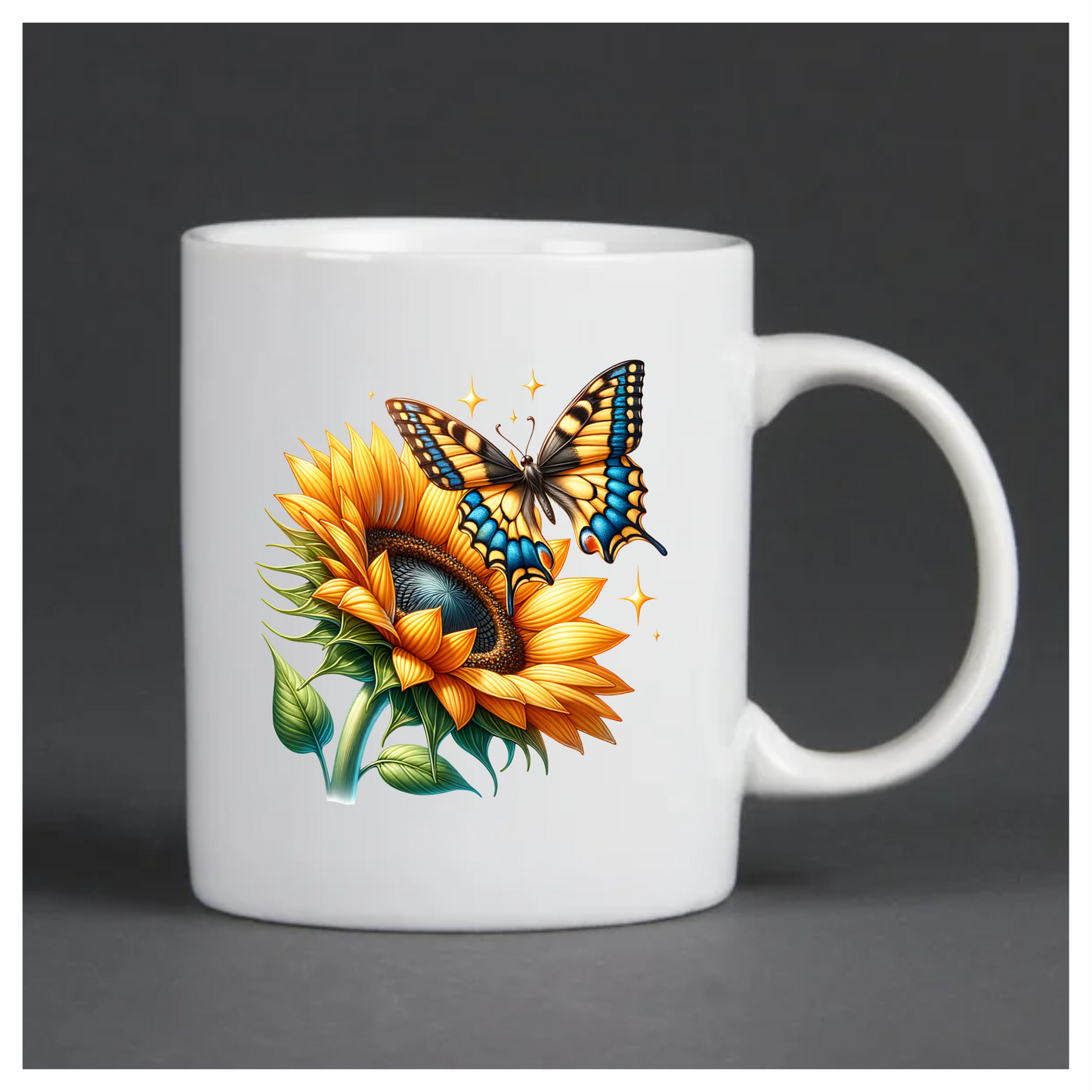Yellow Butterfly On Sunflower Flower Vinyl Sticker Decal