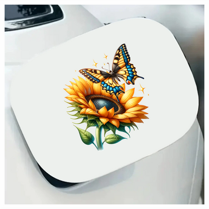 Yellow Butterfly On Sunflower Flower Vinyl Sticker Decal