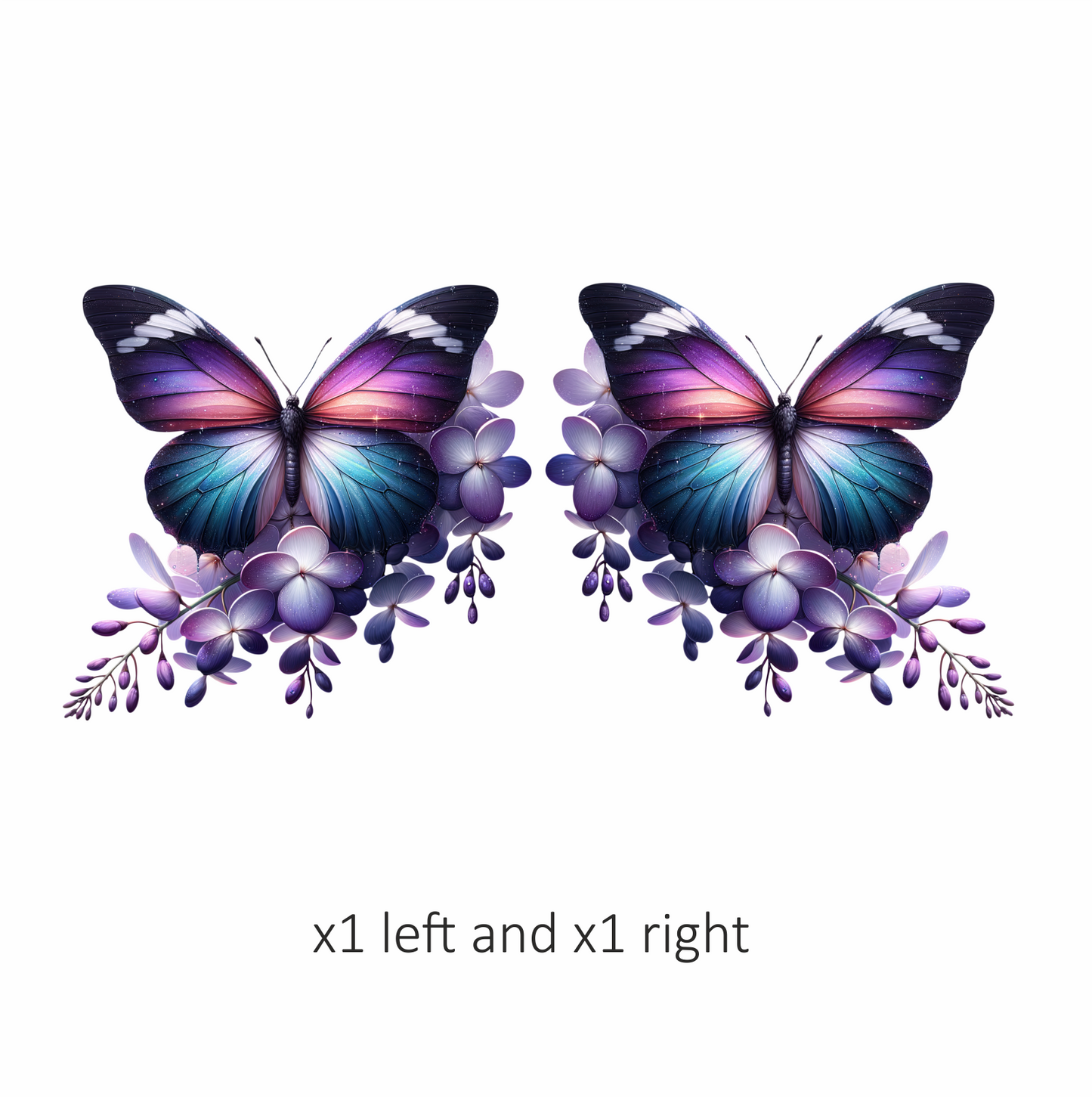 Purple Butterfly On Purple Flowers Vinyl Sticker Decal