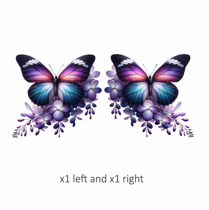 Purple Butterfly On Purple Flowers Vinyl Sticker Decal