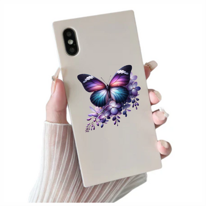 Purple Butterfly On Purple Flowers Vinyl Sticker Decal