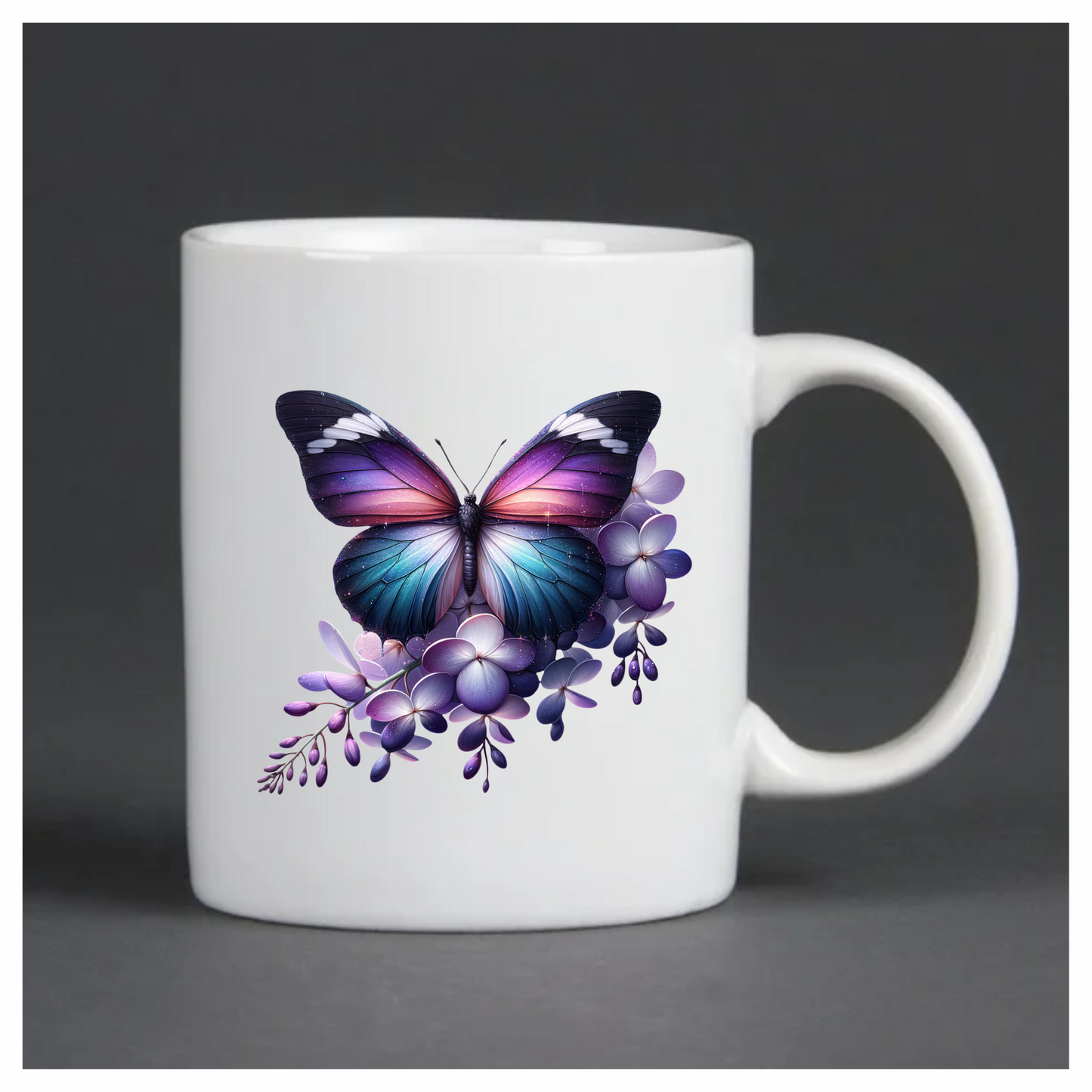Purple Butterfly On Purple Flowers Vinyl Sticker Decal