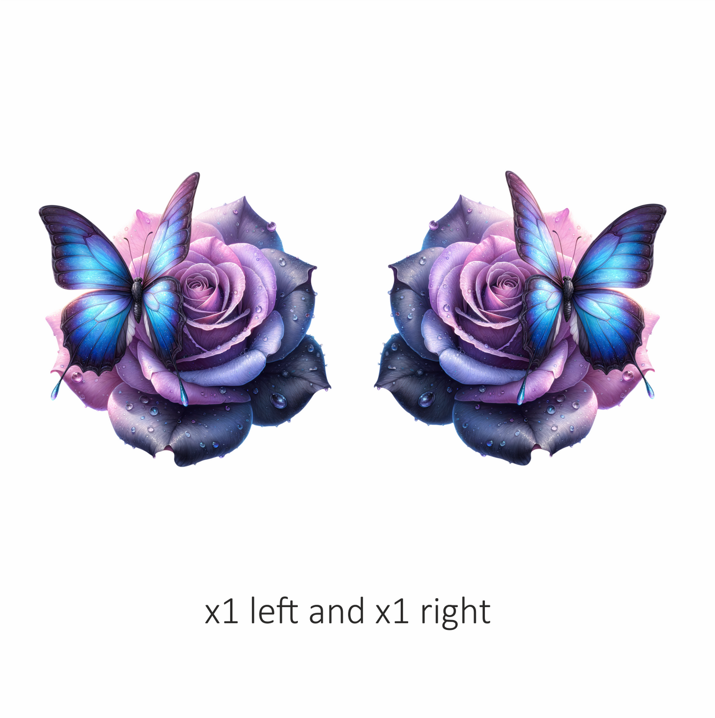 Blue Butterfly On Purple Rose Vinyl Sticker Decal
