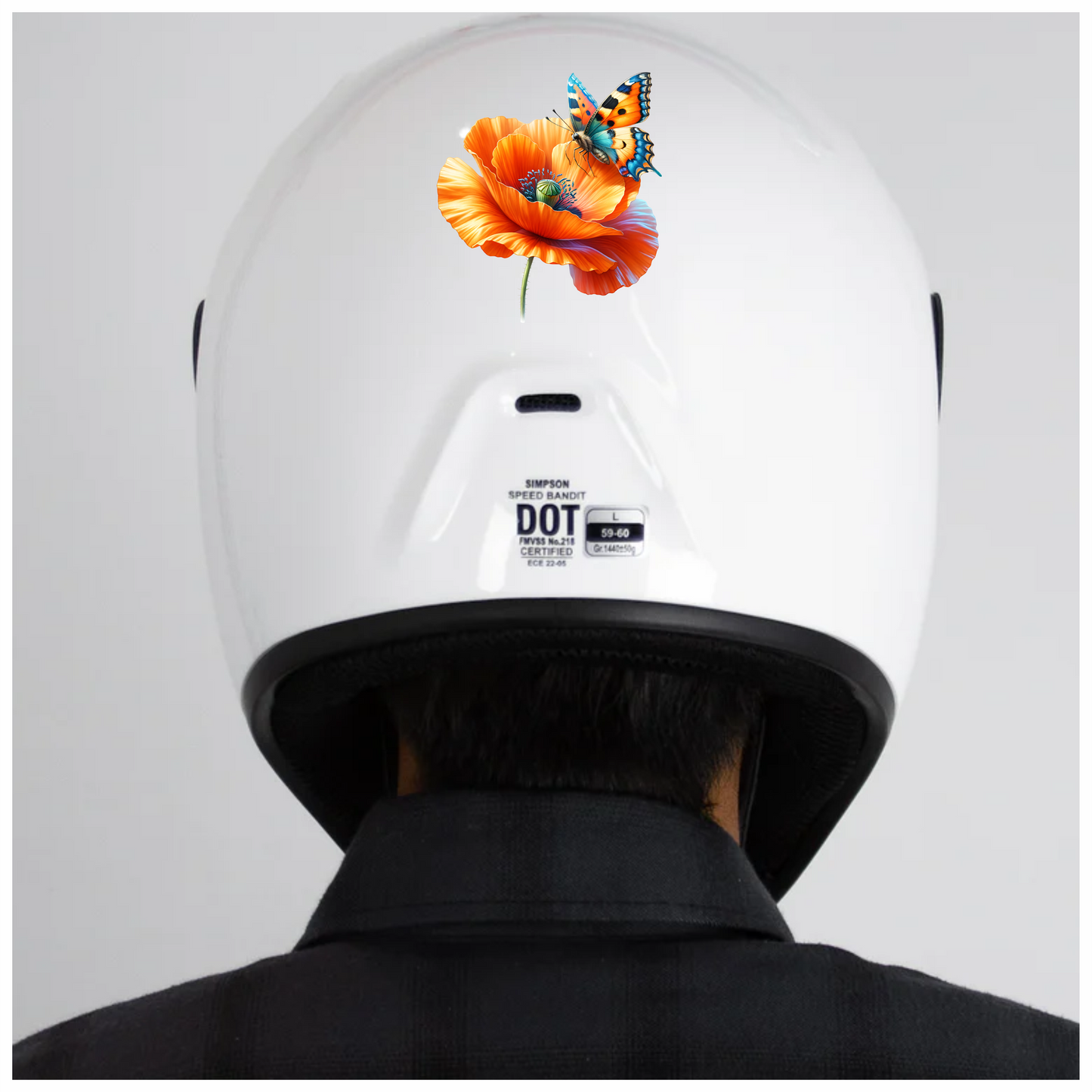 Orange Butterfly On Orange Poppy Vinyl Sticker Decal