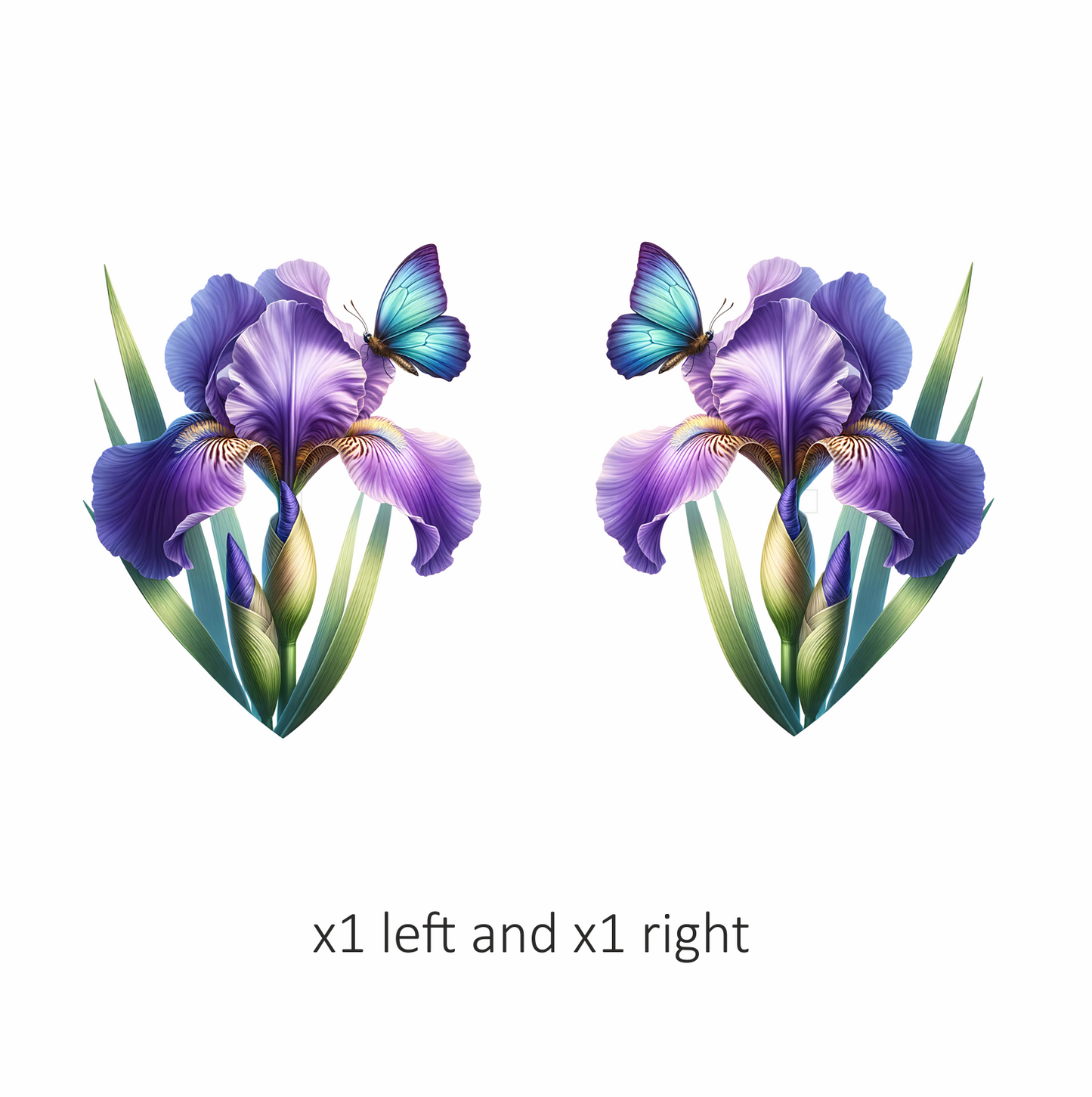 Blue Butterfly On Purple Iris Vinyl Sticker Decal