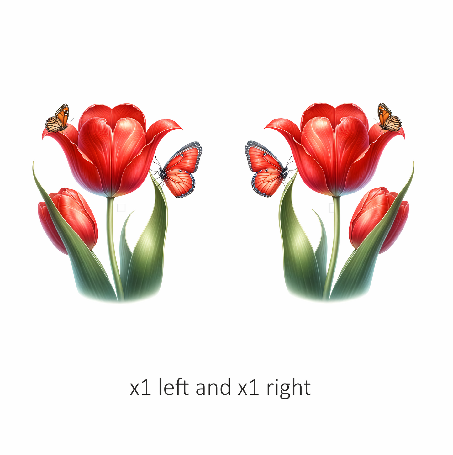 Red Tulip With Two Butterflies Vinyl Sticker Decal