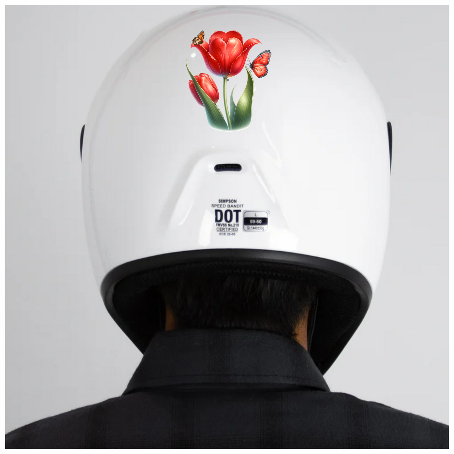 Red Tulip With Two Butterflies Vinyl Sticker Decal