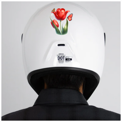 Red Tulip With Two Butterflies Vinyl Sticker Decal