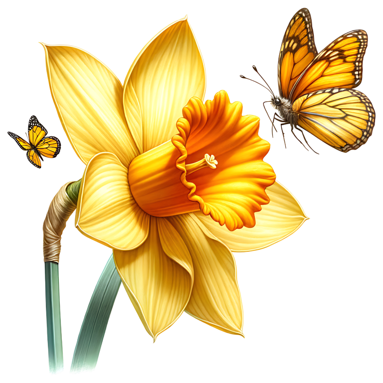 Yellow Butterflies On Yellow Daffodil Vinyl Sticker Decal