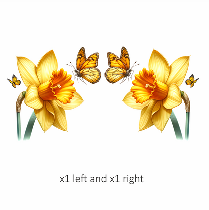 Yellow Butterflies On Yellow Daffodil Vinyl Sticker Decal