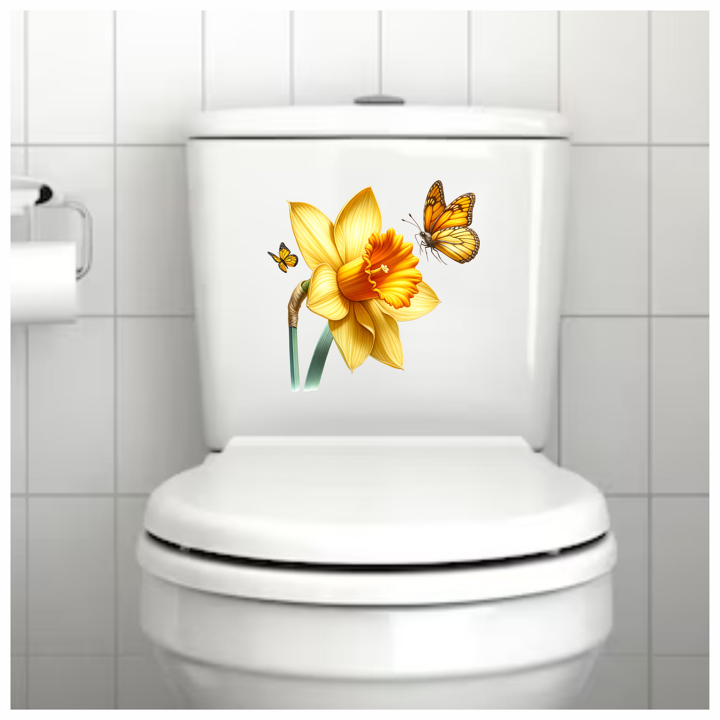 Yellow Butterflies On Yellow Daffodil Vinyl Sticker Decal