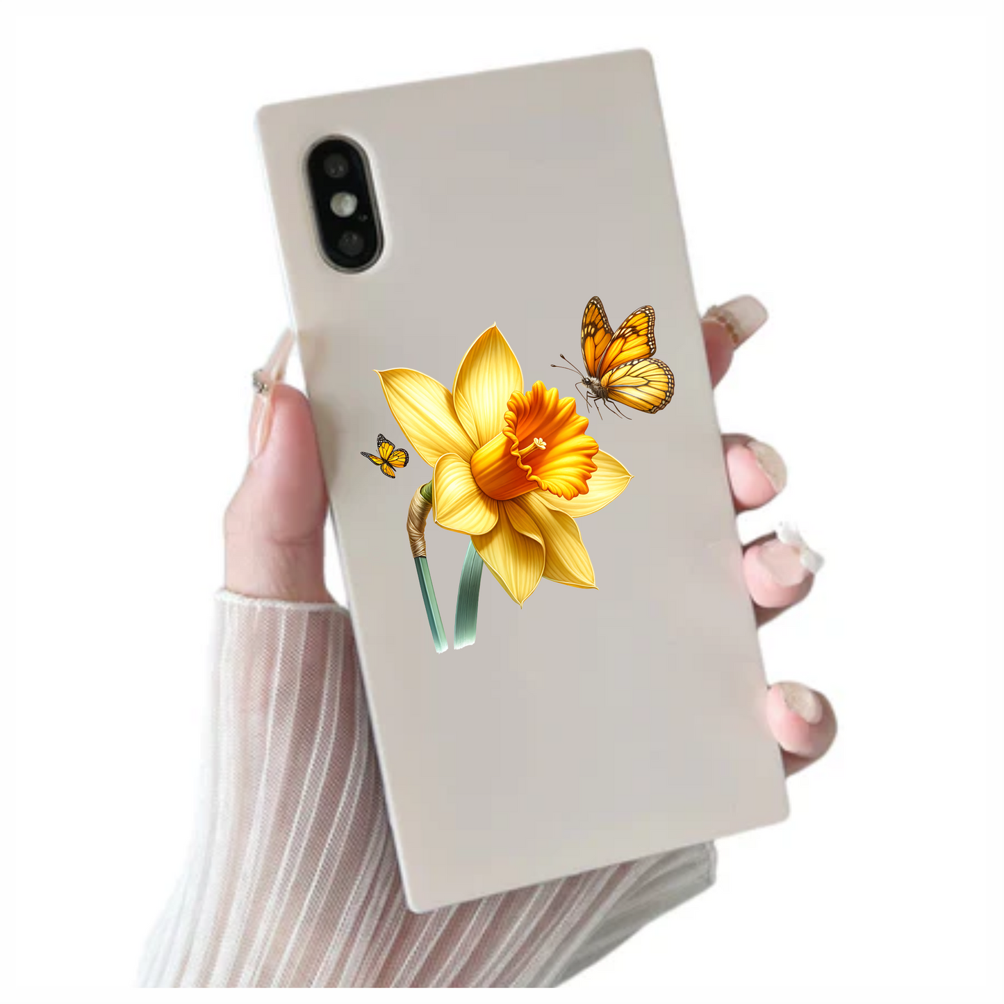 Yellow Butterflies On Yellow Daffodil Vinyl Sticker Decal