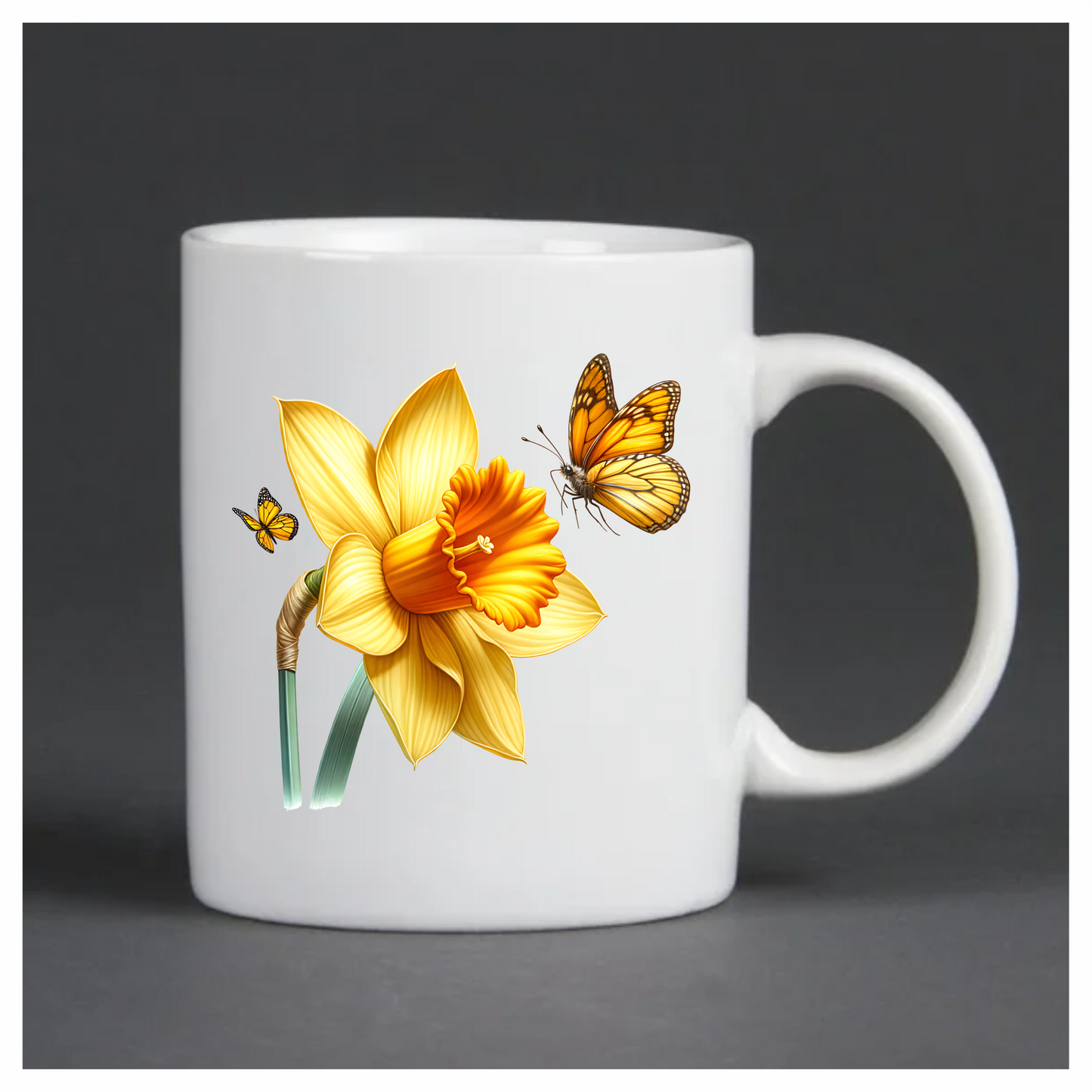 Yellow Butterflies On Yellow Daffodil Vinyl Sticker Decal