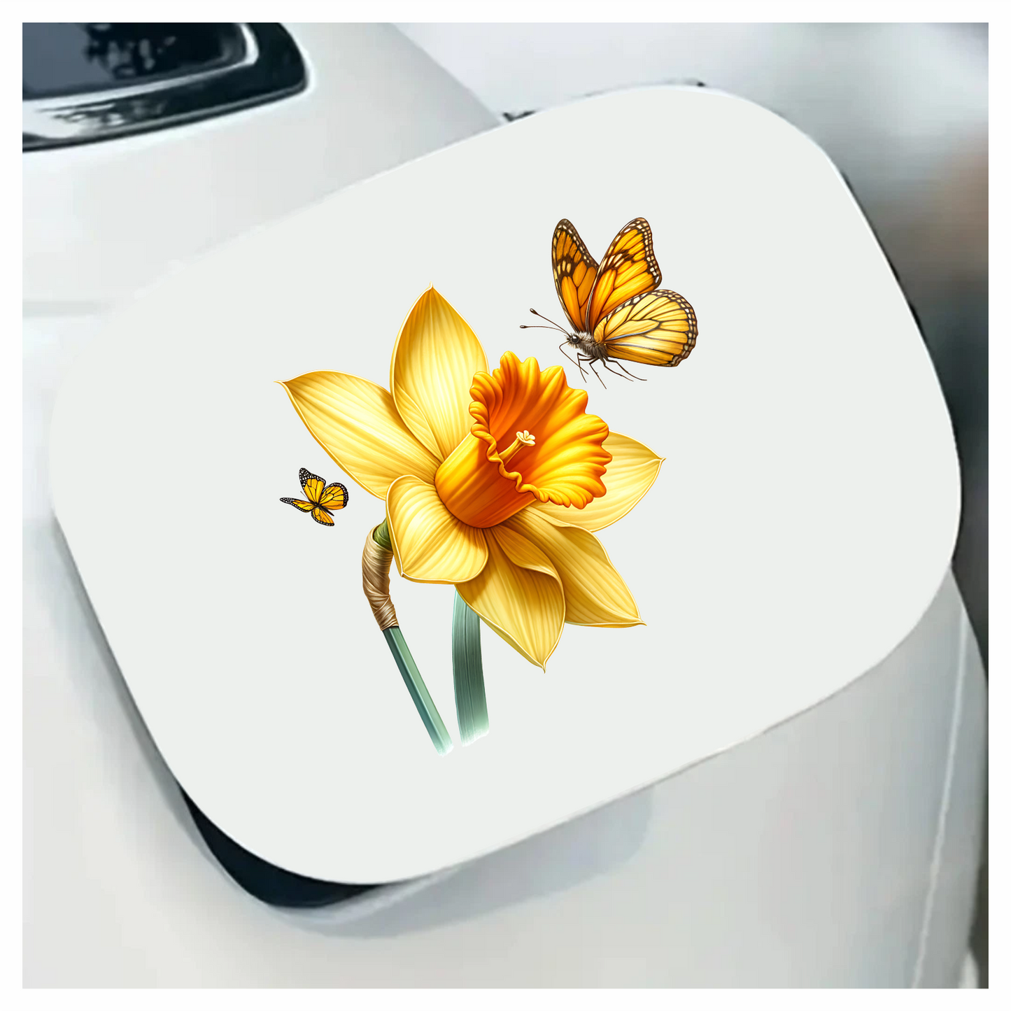 Yellow Butterflies On Yellow Daffodil Vinyl Sticker Decal