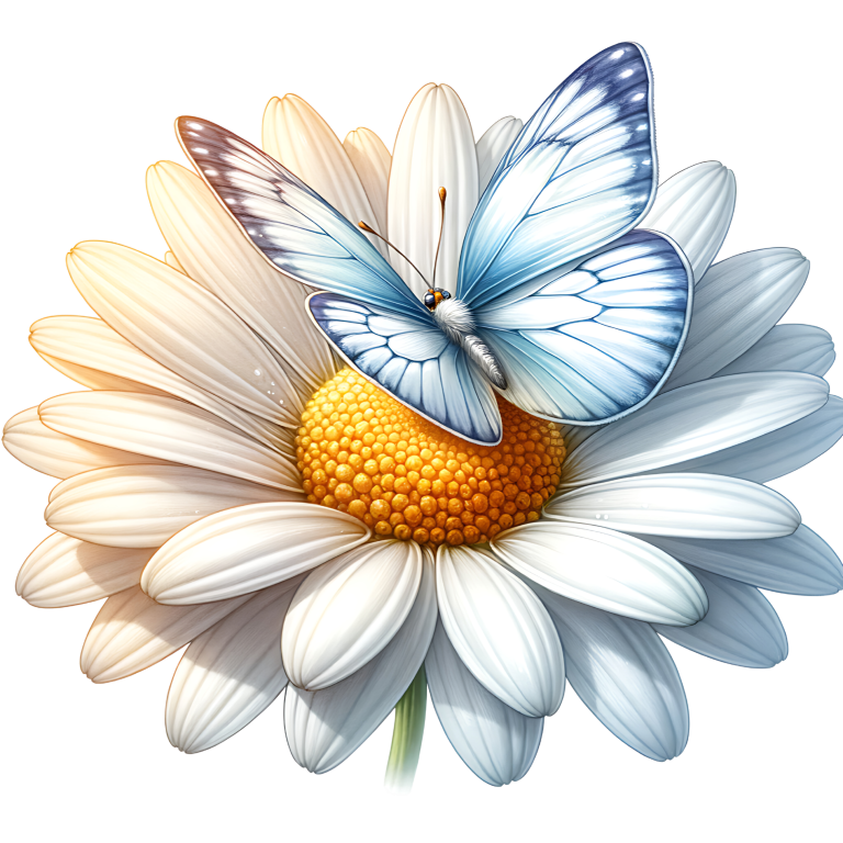 Blue Butterfly On White Daisy Vinyl Sticker Decal