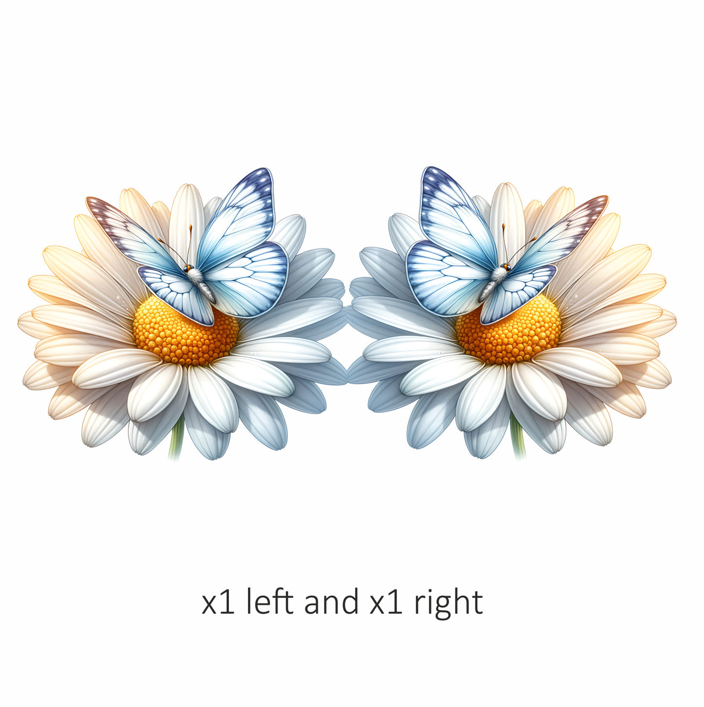 Blue Butterfly On White Daisy Vinyl Sticker Decal