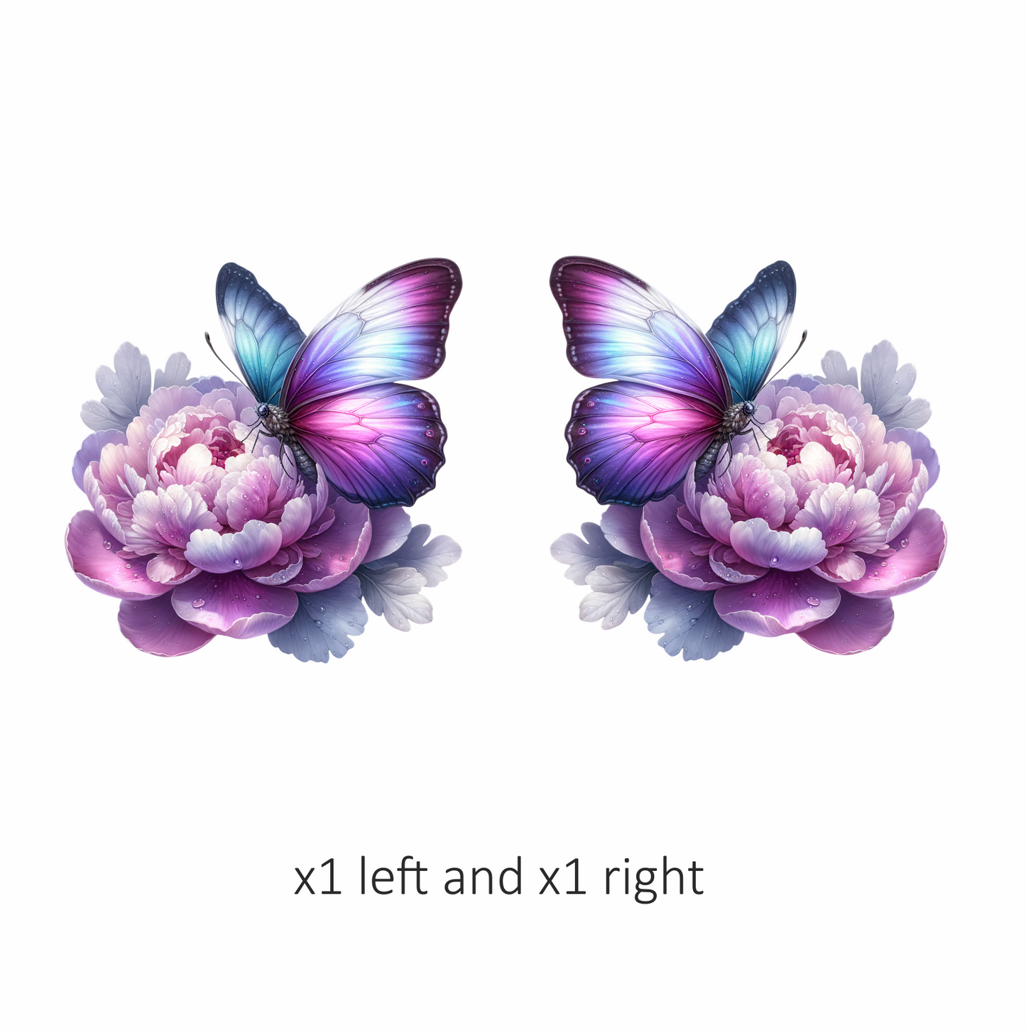 Purple Butterfly On Pink Peony Vinyl Sticker Decal