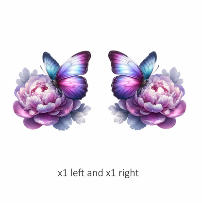 Purple Butterfly On Pink Peony Vinyl Sticker Decal