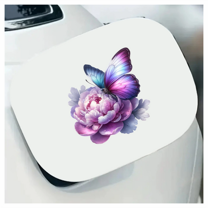 Purple Butterfly On Pink Peony Vinyl Sticker Decal
