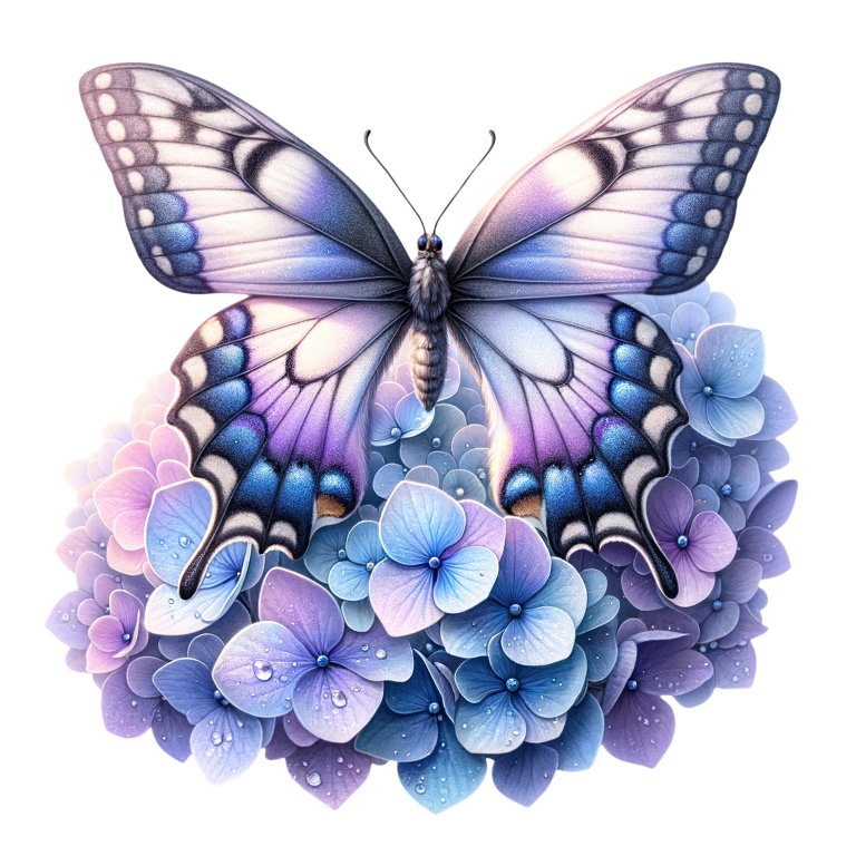 Blue Butterfly Pink Blue Flowers Vinyl Sticker Decal