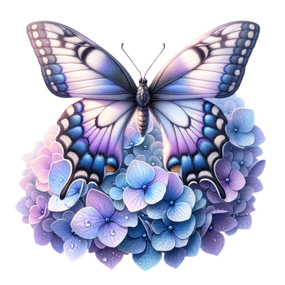 Blue Butterfly Pink Blue Flowers Vinyl Sticker Decal