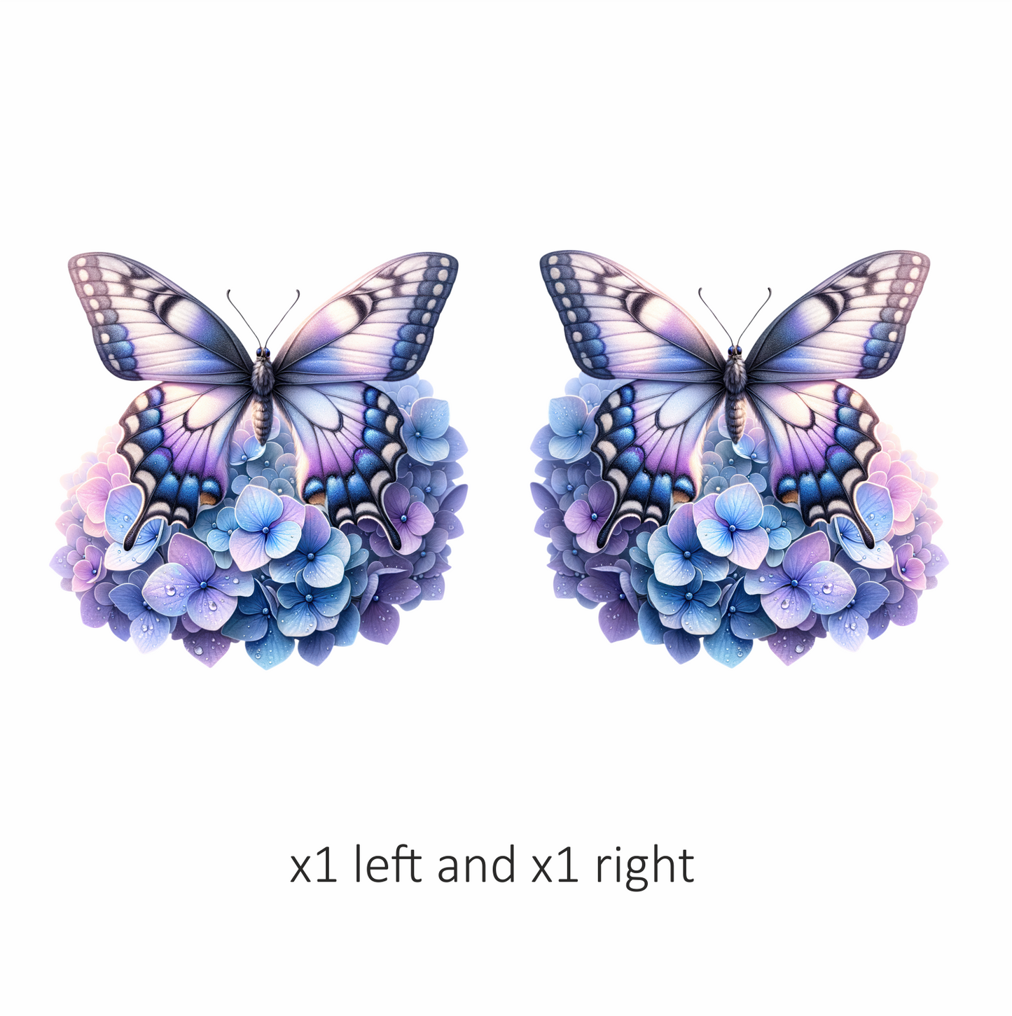 Blue Butterfly Pink Blue Flowers Vinyl Sticker Decal
