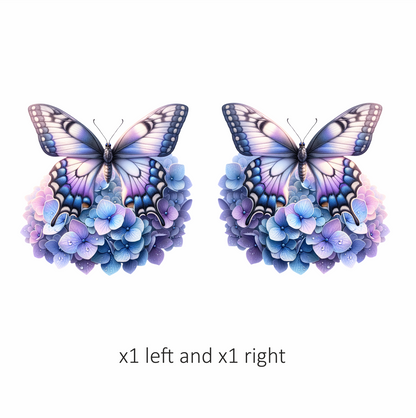 Blue Butterfly Pink Blue Flowers Vinyl Sticker Decal