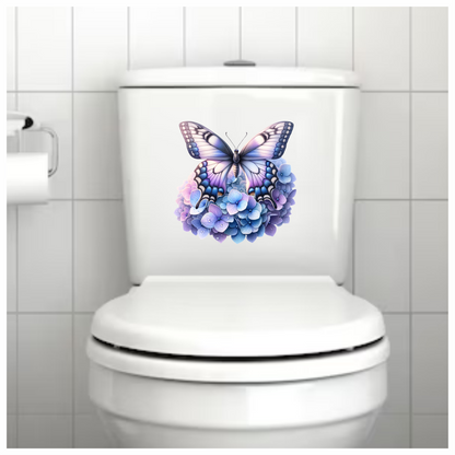 Blue Butterfly Pink Blue Flowers Vinyl Sticker Decal