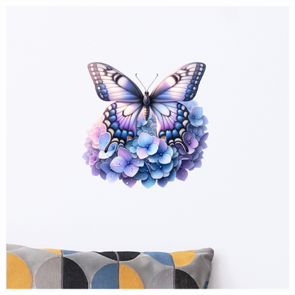 Blue Butterfly Pink Blue Flowers Vinyl Sticker Decal
