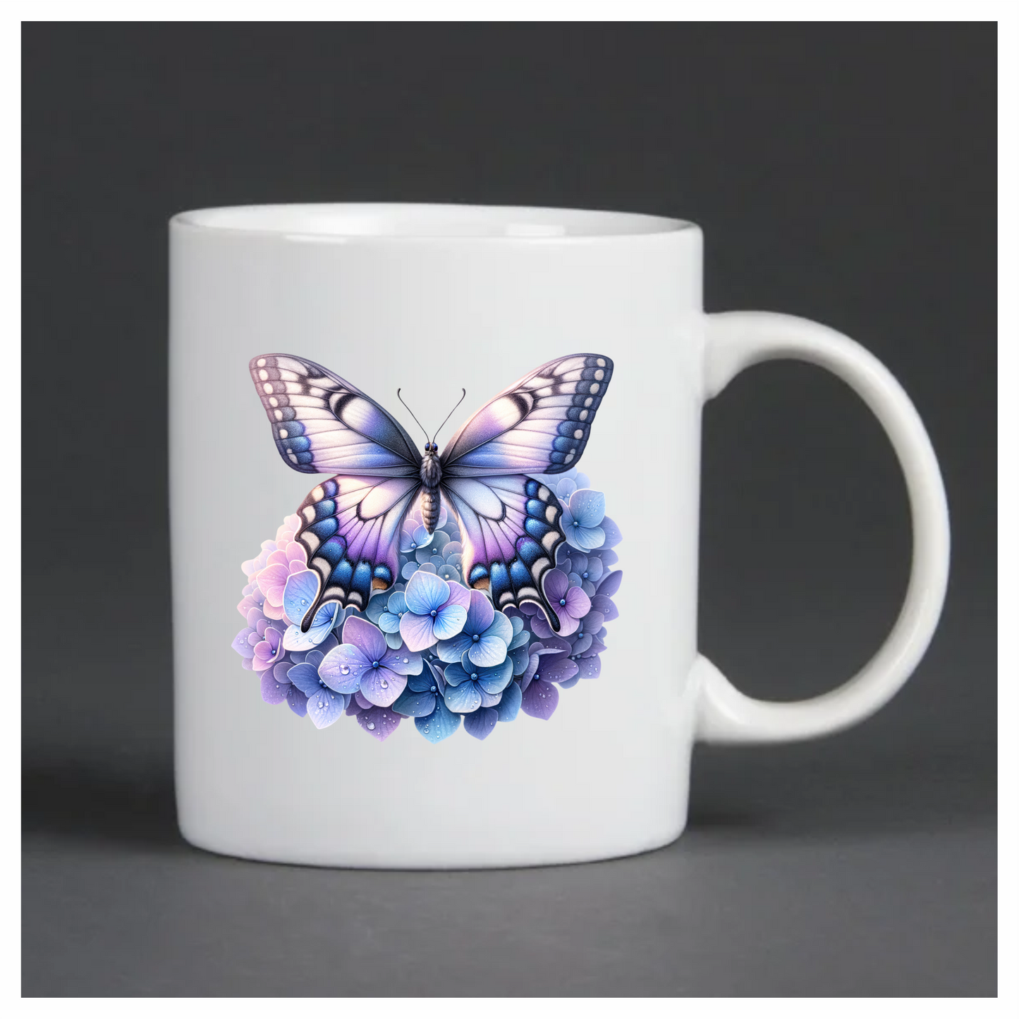 Blue Butterfly Pink Blue Flowers Vinyl Sticker Decal