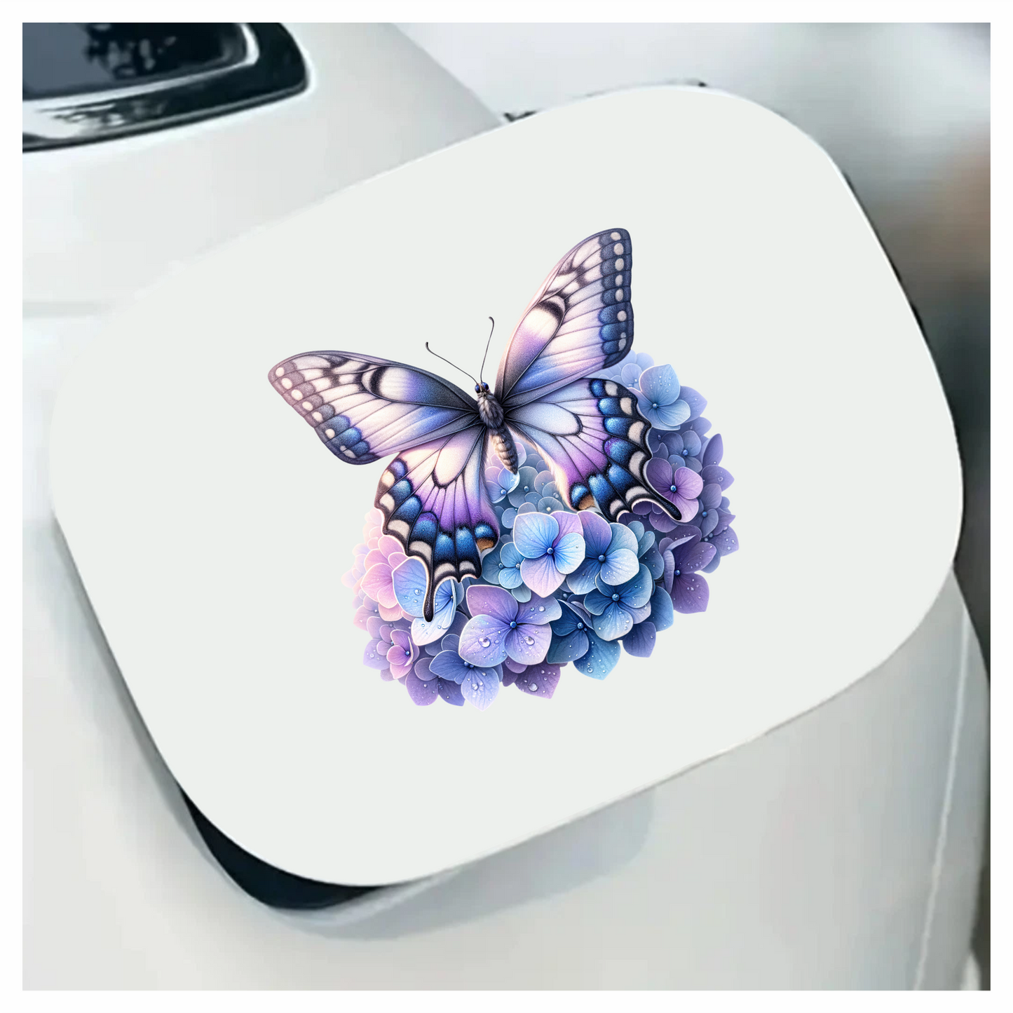 Blue Butterfly Pink Blue Flowers Vinyl Sticker Decal