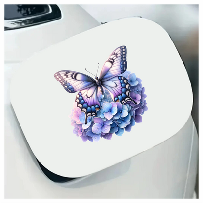 Blue Butterfly Pink Blue Flowers Vinyl Sticker Decal