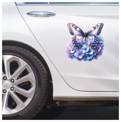 Blue Butterfly Pink Blue Flowers Vinyl Sticker Decal