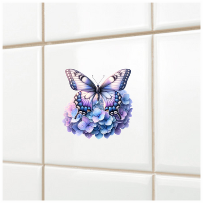 Blue Butterfly Pink Blue Flowers Vinyl Sticker Decal