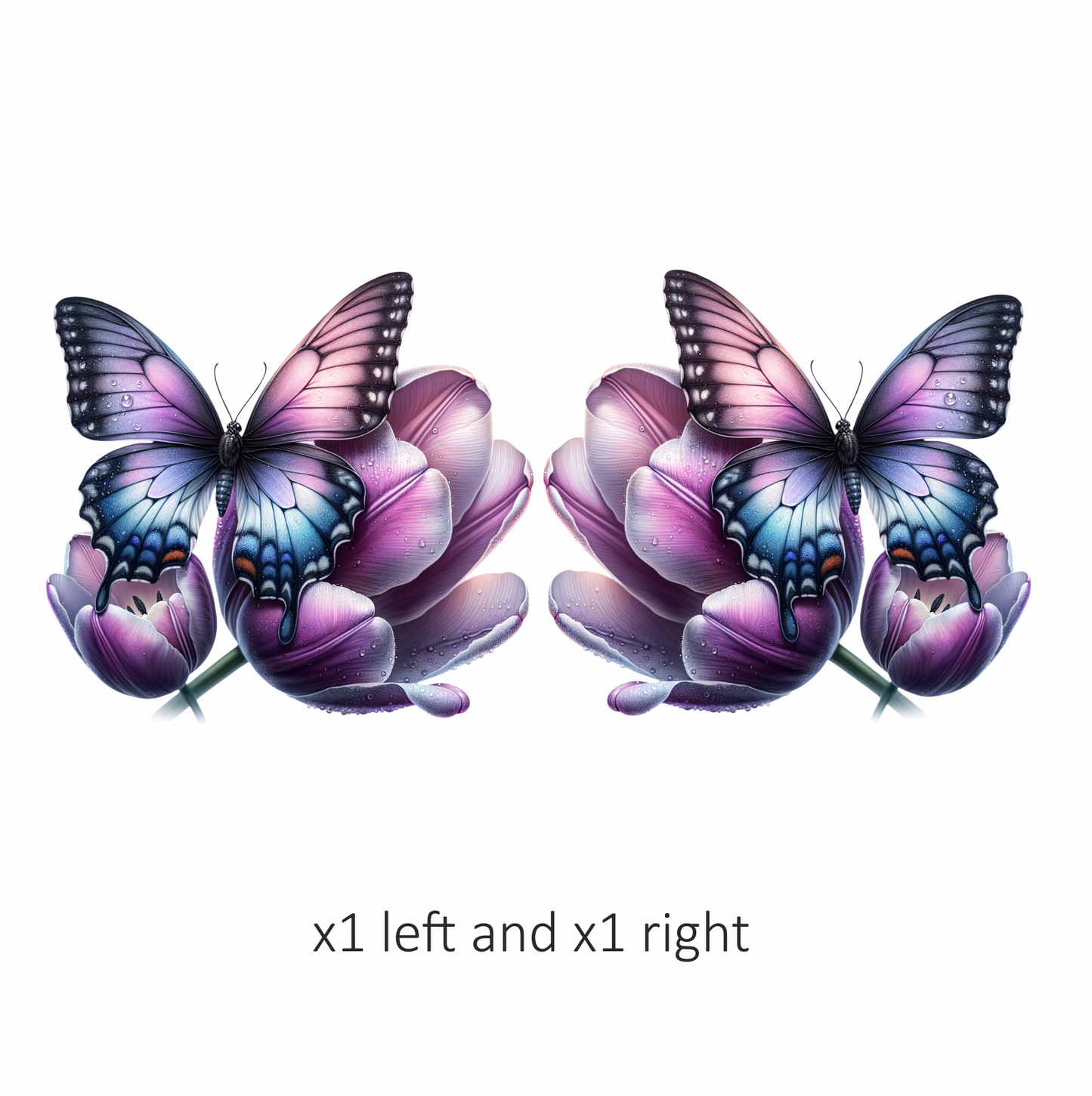 Purple Butterfly On Tulip Flower Vinyl Sticker Decal