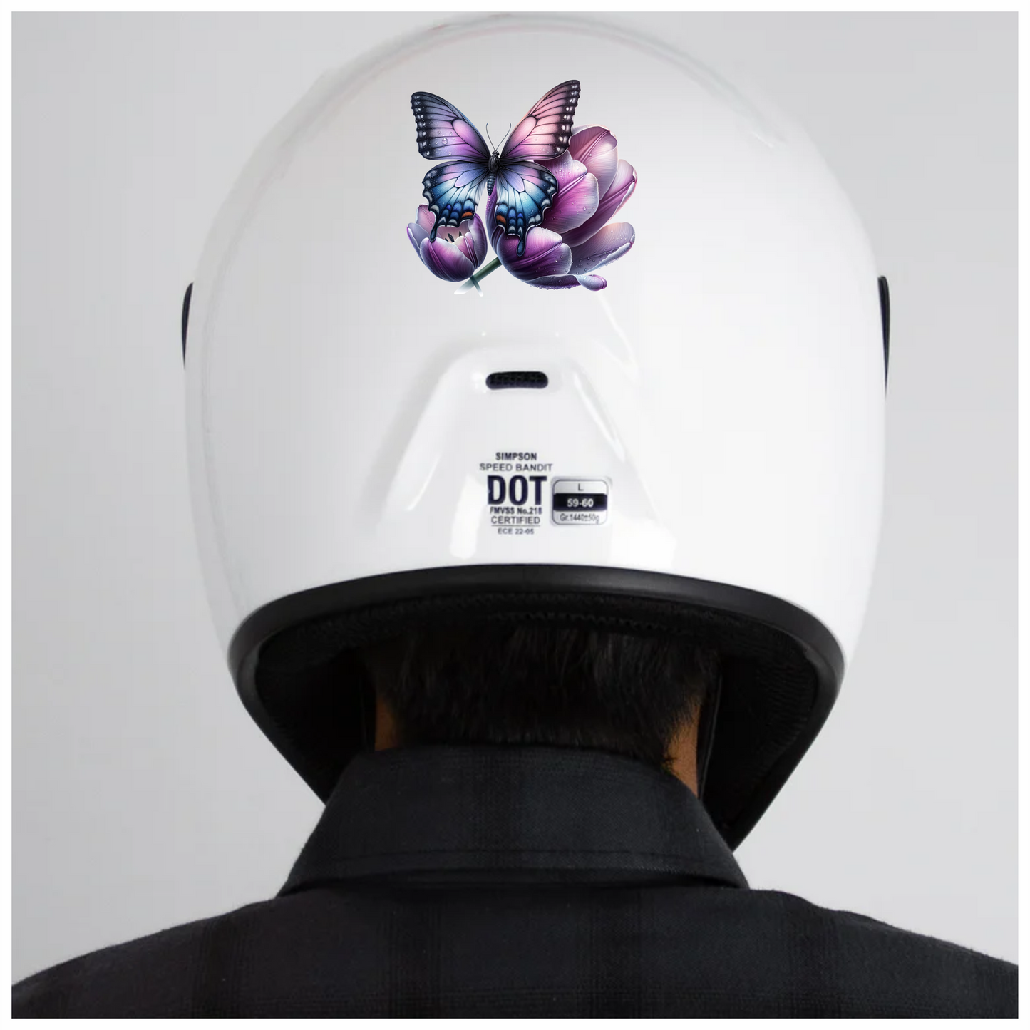 Purple Butterfly On Tulip Flower Vinyl Sticker Decal