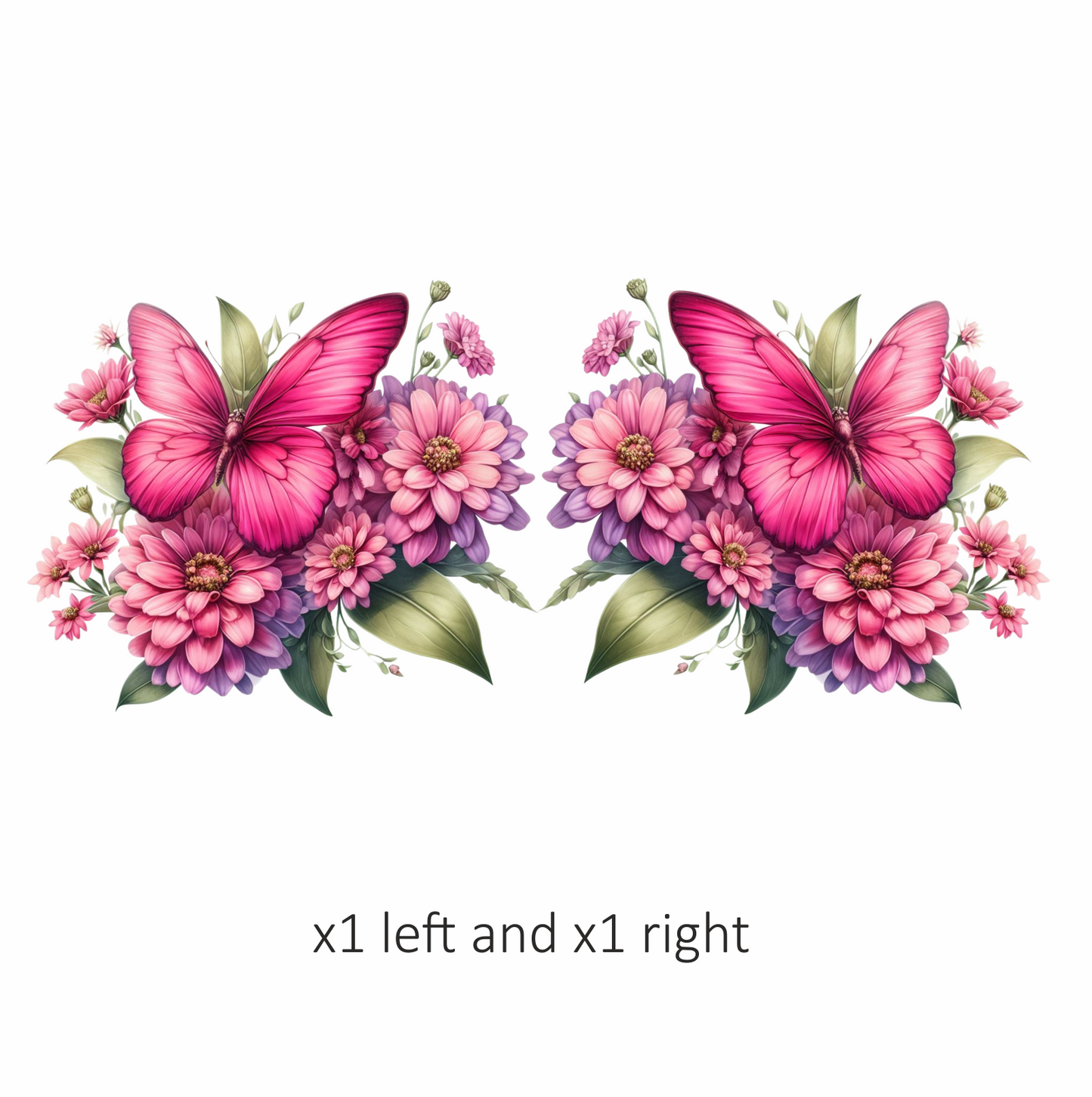 Pink Butterfly On Zinnia Flowers Vinyl Sticker Decal