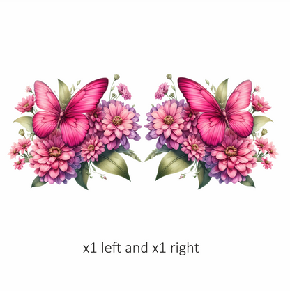 Pink Butterfly On Zinnia Flowers Vinyl Sticker Decal