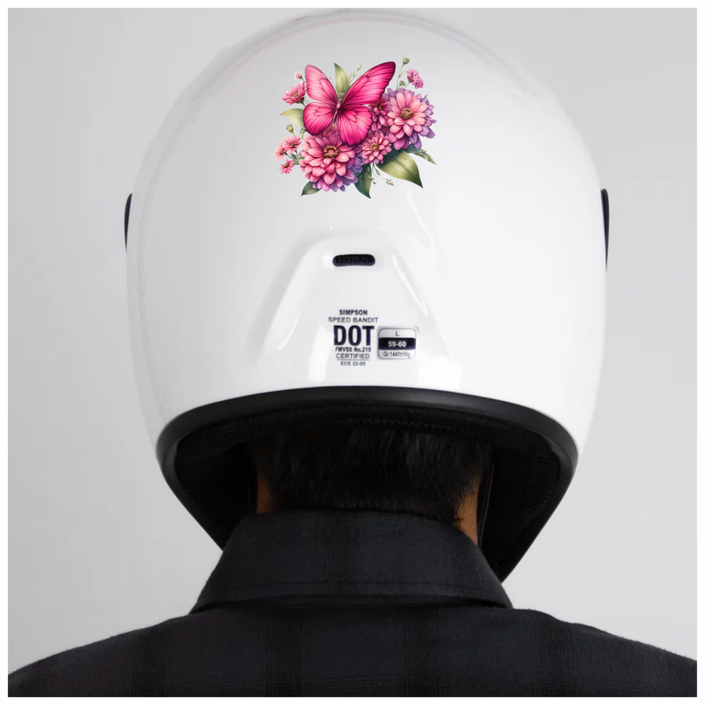 Pink Butterfly On Zinnia Flowers Vinyl Sticker Decal
