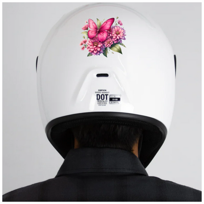 Pink Butterfly On Zinnia Flowers Vinyl Sticker Decal