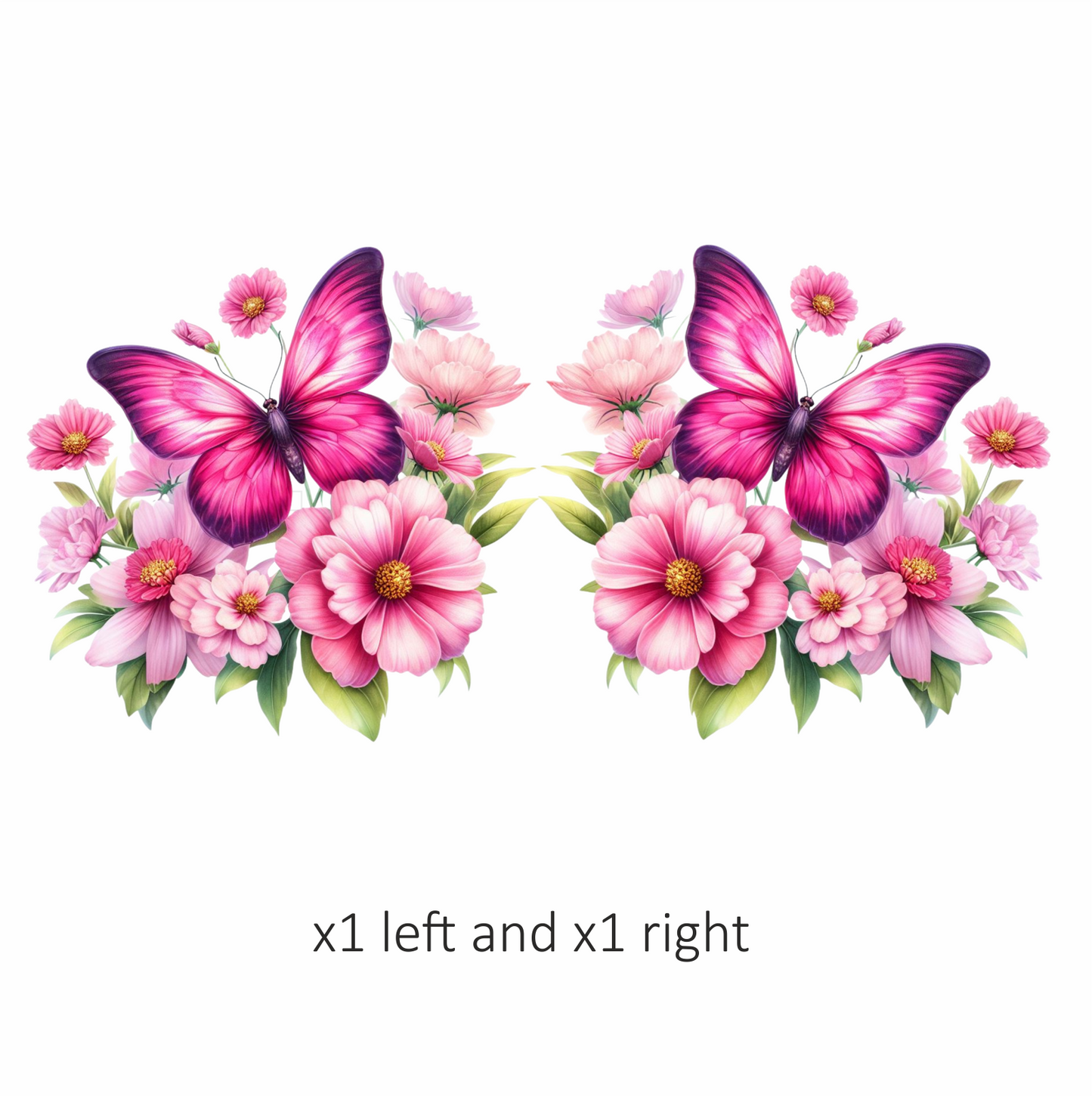 Pink Butterfly On Cosmos Flowers Vinyl Sticker Decal