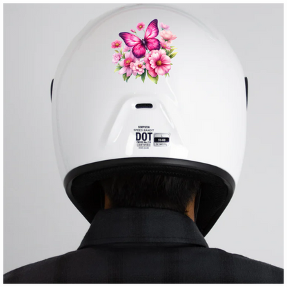 Pink Butterfly On Cosmos Flowers Vinyl Sticker Decal