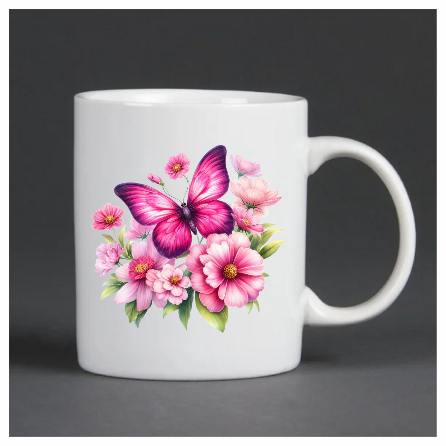 Pink Butterfly On Cosmos Flowers Vinyl Sticker Decal