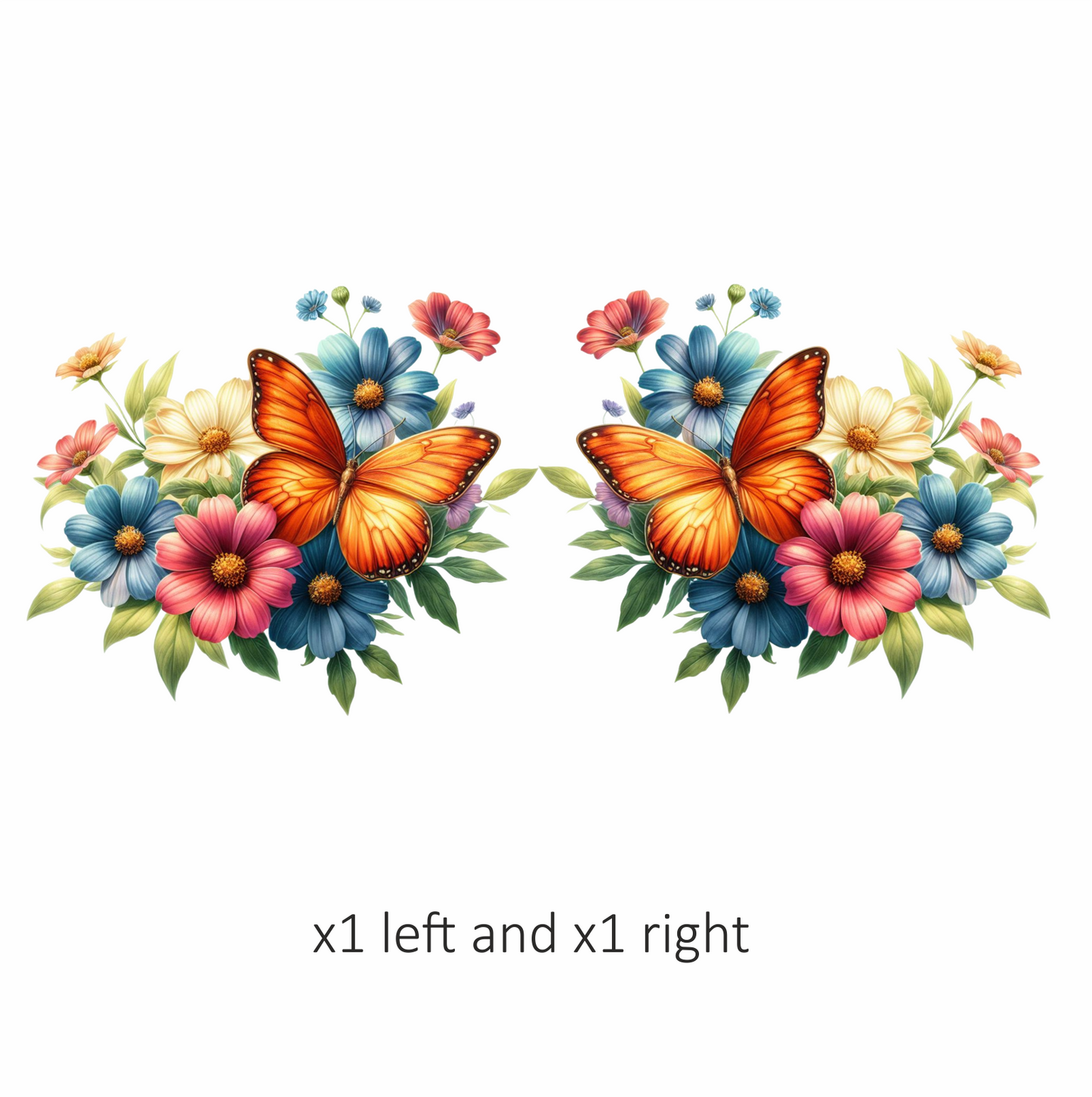 Orange Butterfly On Cosmos Flowers Vinyl Sticker Decal