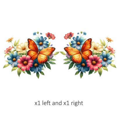 Orange Butterfly On Cosmos Flowers Vinyl Sticker Decal