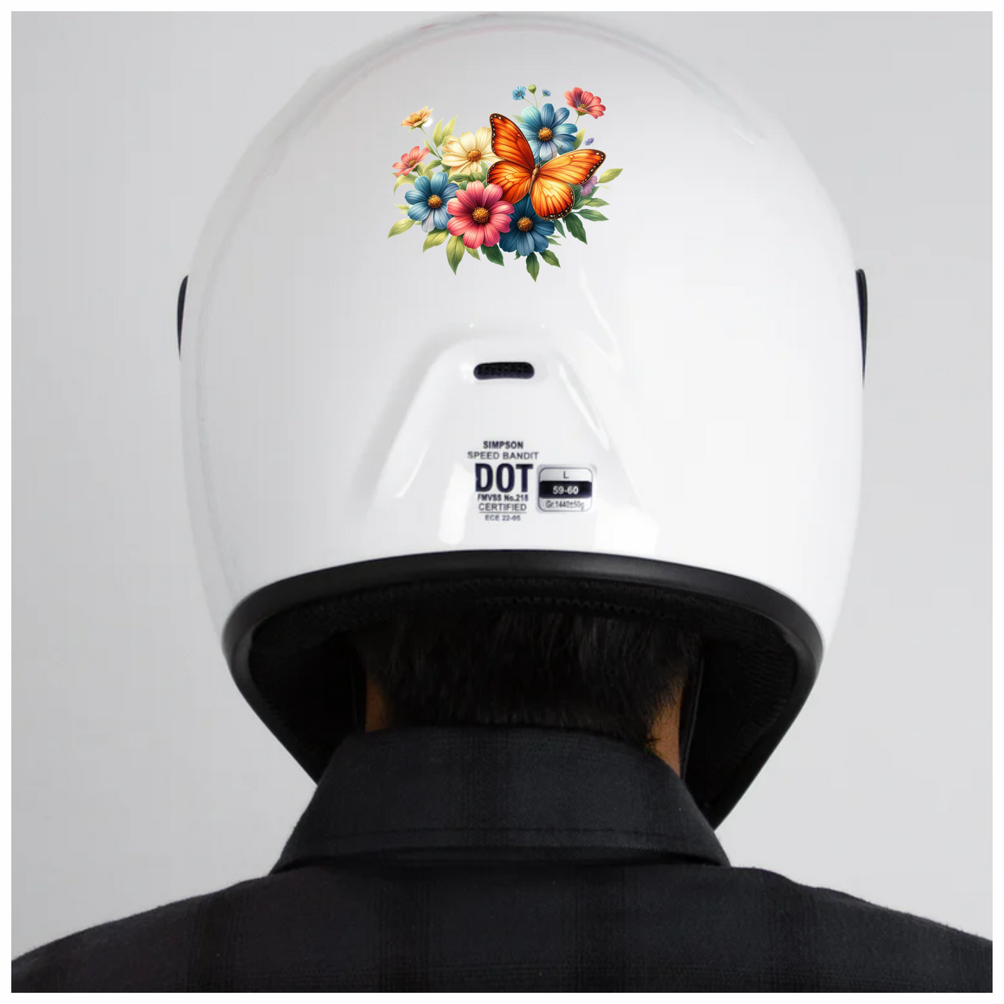 Orange Butterfly On Cosmos Flowers Vinyl Sticker Decal