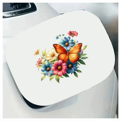 Orange Butterfly On Cosmos Flowers Vinyl Sticker Decal